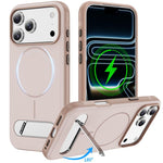 Two-colors Imitation Original Magnetic Phone Case with Holder, For iPhone 17 Pro Max, For iPhone 17 Pro