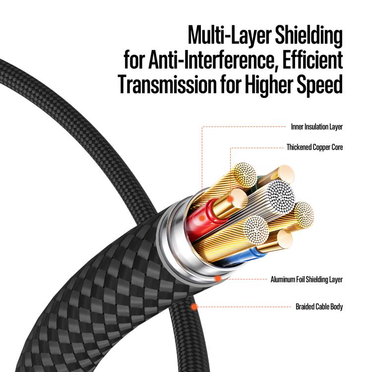 DUX DUCIS WLCM Series 27W Type-C to 8 Pin Transparent Gradient Braided Data Cable, Length: 1m, Type-C to 8 Pin