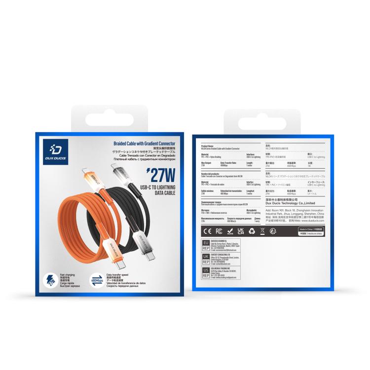 DUX DUCIS WLCM Series 27W Type-C to 8 Pin Transparent Gradient Braided Data Cable, Length: 1m, Type-C to 8 Pin