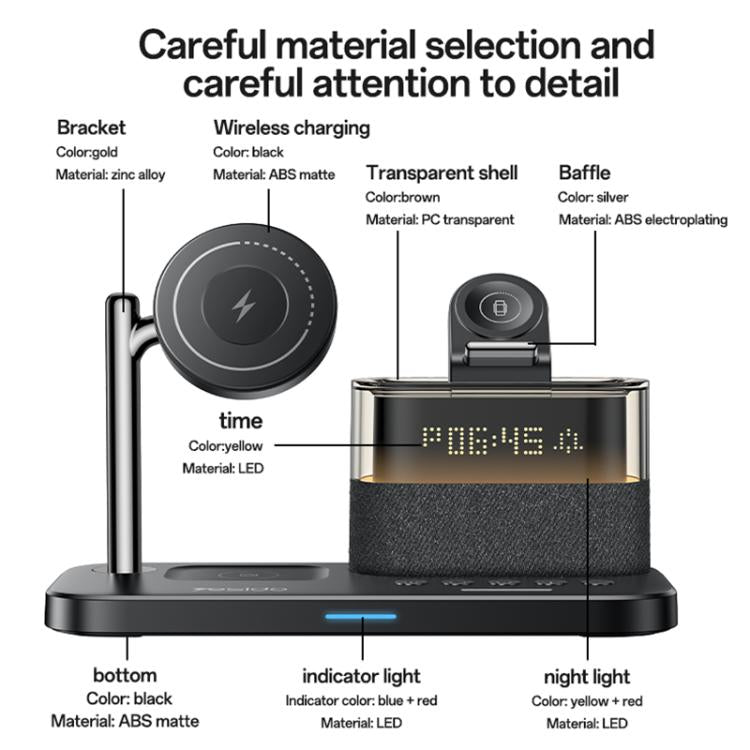 Yesido DS37 25W 6-in-1 Multi-Functional Magnetic Wireless Charging Station, DS37