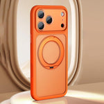 Large Hole Frosted Skin-Feel Magnetic Holder Phone Case with AI Shutter Button, For iPhone 17 Pro Max, For iPhone 17 Pro