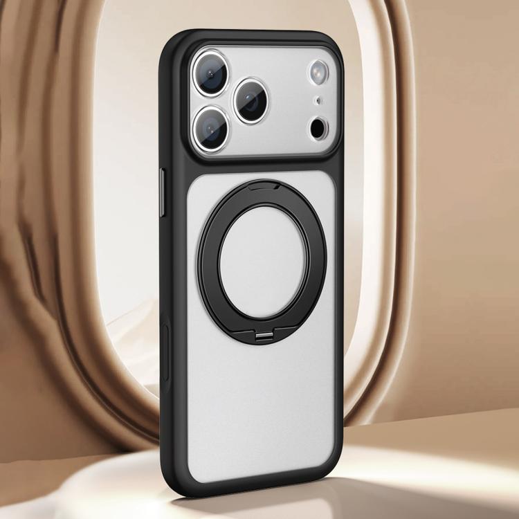 Large Hole Frosted Skin-Feel Magnetic Holder Phone Case with AI Shutter Button, For iPhone 17 Pro Max, For iPhone 17 Pro