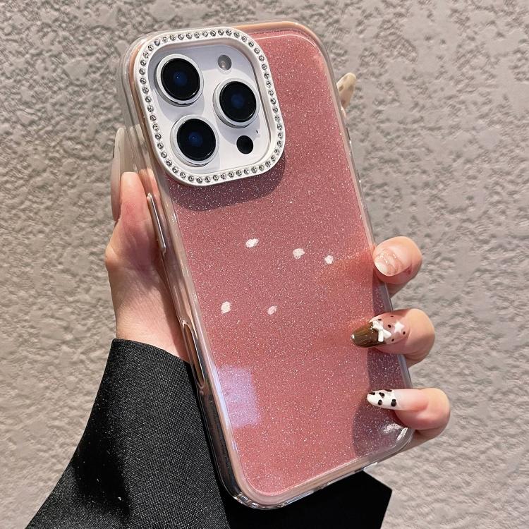 Solid Color Glitter & Rhinestone Design Phone Case, For iPhone 16 Pro Max, For iPhone 16 Pro, For iPhone 16 Plus, For iPhone 16