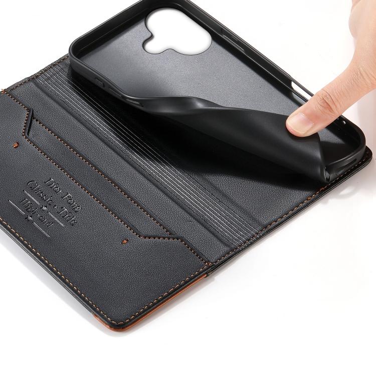 Dierfeng Splicing Strong Magnetic RFID Vegan Leather Phone Case, For iPhone 16, For iPhone 15 Pro Max, For iPhone 15 Pro, For iPhone 15 Plus, For iPhone 15, For iPhone 14 Plus, For iPhone 14 / 13, For iPhone 14 Pro