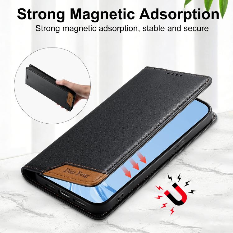 Dierfeng Splicing Strong Magnetic RFID Vegan Leather Phone Case, For iPhone 16, For iPhone 15 Pro Max, For iPhone 15 Pro, For iPhone 15 Plus, For iPhone 15, For iPhone 14 Plus, For iPhone 14 / 13, For iPhone 14 Pro