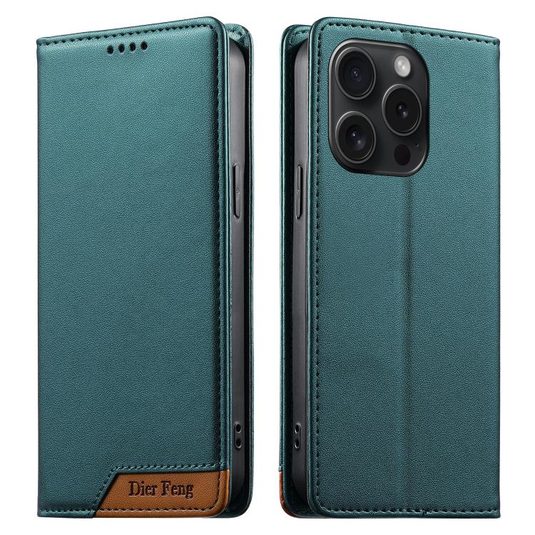 Dierfeng Splicing Strong Magnetic RFID Vegan Leather Phone Case, For iPhone 16, For iPhone 15 Pro Max, For iPhone 15 Pro, For iPhone 15 Plus, For iPhone 15, For iPhone 14 Plus, For iPhone 14 / 13, For iPhone 14 Pro