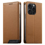 Dierfeng Splicing Strong Magnetic RFID Vegan Leather Phone Case, For iPhone 16, For iPhone 15 Pro Max, For iPhone 15 Pro, For iPhone 15 Plus, For iPhone 15, For iPhone 14 Plus, For iPhone 14 / 13, For iPhone 14 Pro