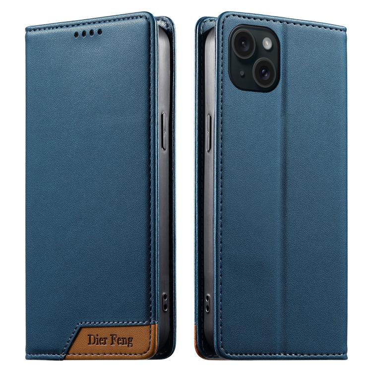 Dierfeng Splicing Strong Magnetic RFID Vegan Leather Phone Case, For iPhone 16, For iPhone 15 Pro Max, For iPhone 15 Pro, For iPhone 15 Plus, For iPhone 15, For iPhone 14 Plus, For iPhone 14 / 13, For iPhone 14 Pro