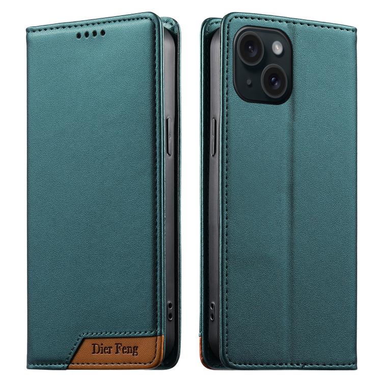 Dierfeng Splicing Strong Magnetic RFID Vegan Leather Phone Case, For iPhone 16, For iPhone 15 Pro Max, For iPhone 15 Pro, For iPhone 15 Plus, For iPhone 15, For iPhone 14 Plus, For iPhone 14 / 13, For iPhone 14 Pro