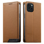 Dierfeng Splicing Strong Magnetic RFID Vegan Leather Phone Case, For iPhone 16, For iPhone 15 Pro Max, For iPhone 15 Pro, For iPhone 15 Plus, For iPhone 15, For iPhone 14 Plus, For iPhone 14 / 13, For iPhone 14 Pro