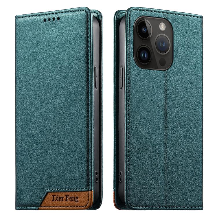Dierfeng Splicing Strong Magnetic RFID Vegan Leather Phone Case, For iPhone 16, For iPhone 15 Pro Max, For iPhone 15 Pro, For iPhone 15 Plus, For iPhone 15, For iPhone 14 Plus, For iPhone 14 / 13, For iPhone 14 Pro