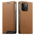 Dierfeng Splicing Strong Magnetic RFID Vegan Leather Phone Case, For iPhone 16, For iPhone 15 Pro Max, For iPhone 15 Pro, For iPhone 15 Plus, For iPhone 15, For iPhone 14 Plus, For iPhone 14 / 13, For iPhone 14 Pro