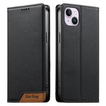 Dierfeng Splicing Strong Magnetic RFID Vegan Leather Phone Case, For iPhone 16, For iPhone 15 Pro Max, For iPhone 15 Pro, For iPhone 15 Plus, For iPhone 15, For iPhone 14 Plus, For iPhone 14 / 13, For iPhone 14 Pro