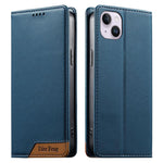 Dierfeng Splicing Strong Magnetic RFID Vegan Leather Phone Case, For iPhone 16, For iPhone 15 Pro Max, For iPhone 15 Pro, For iPhone 15 Plus, For iPhone 15, For iPhone 14 Plus, For iPhone 14 / 13, For iPhone 14 Pro