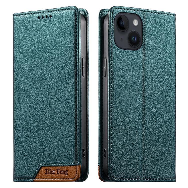Dierfeng Splicing Strong Magnetic RFID Vegan Leather Phone Case, For iPhone 16, For iPhone 15 Pro Max, For iPhone 15 Pro, For iPhone 15 Plus, For iPhone 15, For iPhone 14 Plus, For iPhone 14 / 13, For iPhone 14 Pro