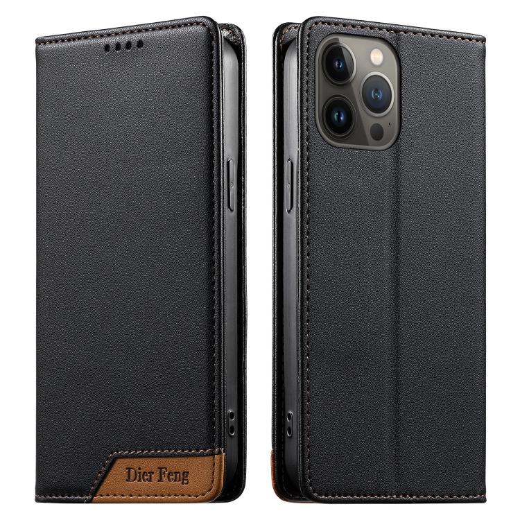 Dierfeng Splicing Strong Magnetic RFID Vegan Leather Phone Case, For iPhone 14 Pro Max, For iPhone SE 2022 / SE 2020 / 8 / 7, For iPhone 13 Pro Max, For iPhone 13 Pro, For iPhone 13 mini, For iPhone 12 / 12 Pro, For iPhone 12 Pro Max, For iPhone 12 mini