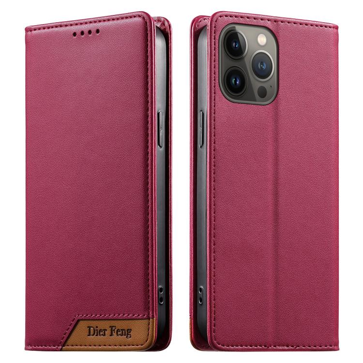 Dierfeng Splicing Strong Magnetic RFID Vegan Leather Phone Case, For iPhone 14 Pro Max, For iPhone SE 2022 / SE 2020 / 8 / 7, For iPhone 13 Pro Max, For iPhone 13 Pro, For iPhone 13 mini, For iPhone 12 / 12 Pro, For iPhone 12 Pro Max, For iPhone 12 mini
