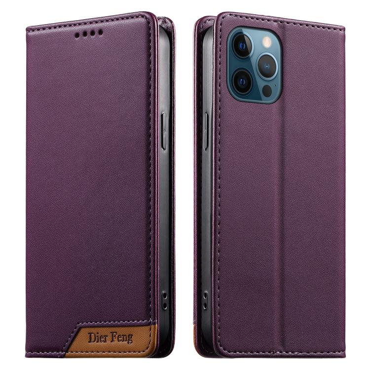 Dierfeng Splicing Strong Magnetic RFID Vegan Leather Phone Case, For iPhone 14 Pro Max, For iPhone SE 2022 / SE 2020 / 8 / 7, For iPhone 13 Pro Max, For iPhone 13 Pro, For iPhone 13 mini, For iPhone 12 / 12 Pro, For iPhone 12 Pro Max, For iPhone 12 mini