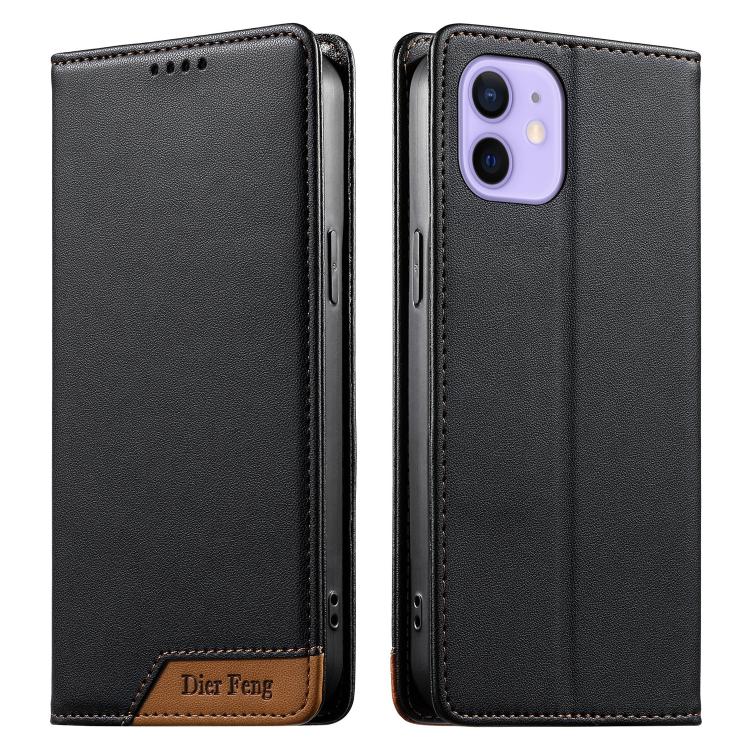 Dierfeng Splicing Strong Magnetic RFID Vegan Leather Phone Case, For iPhone 14 Pro Max, For iPhone SE 2022 / SE 2020 / 8 / 7, For iPhone 13 Pro Max, For iPhone 13 Pro, For iPhone 13 mini, For iPhone 12 / 12 Pro, For iPhone 12 Pro Max, For iPhone 12 mini