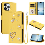 ZS01 Double-Layer Heart Floral Vegan Leather Phone Case with Wrist Strap, For iPhone 15, For iPhone 14 Plus, For iPhone 14 / 13, For iPhone 14 Pro, For iPhone 14 Pro Max, For iPhone 13 Pro Max