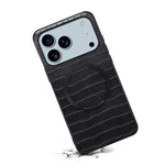 Denior A09 Crocodile Texture PU Vegan Leather Magnetic Phone Case, For iPhone 18 Pro / 17 Pro, For iPhone 18 Pro Max / 17 Pro Max