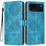 Sunflower Embossed Vegan Leather Phone Case with Small Black Rope, For iPhone 16e / 17e, For iPhone 17 Pro Max, For iPhone 17 Pro, For iPhone 17, For iPhone Air, For iPhone 16 Pro Max, For iPhone 16 Pro, For iPhone 16 Plus