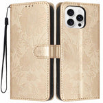 Sunflower Embossed Vegan Leather Phone Case with Small Black Rope, For iPhone 16e / 17e, For iPhone 17 Pro Max, For iPhone 17 Pro, For iPhone 17, For iPhone Air, For iPhone 16 Pro Max, For iPhone 16 Pro, For iPhone 16 Plus