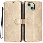 Sunflower Embossed Vegan Leather Phone Case with Small Black Rope, For iPhone 14, For iPhone 14 Pro, For iPhone 14 Pro Max, For iPhone 13 Pro Max, For iPhone 13 Pro, For iPhone 13, For iPhone 12 / 12 Pro, For iPhone 12 Pro Max