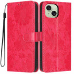 Sunflower Embossed Vegan Leather Phone Case with Small Black Rope, For iPhone 14, For iPhone 14 Pro, For iPhone 14 Pro Max, For iPhone 13 Pro Max, For iPhone 13 Pro, For iPhone 13, For iPhone 12 / 12 Pro, For iPhone 12 Pro Max