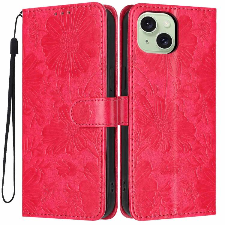 Sunflower Embossed Vegan Leather Phone Case with Small Black Rope, For iPhone 14, For iPhone 14 Pro, For iPhone 14 Pro Max, For iPhone 13 Pro Max, For iPhone 13 Pro, For iPhone 13, For iPhone 12 / 12 Pro, For iPhone 12 Pro Max