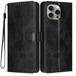 Sunflower Embossed Vegan Leather Phone Case with Small Black Rope, For iPhone 14, For iPhone 14 Pro, For iPhone 14 Pro Max, For iPhone 13 Pro Max, For iPhone 13 Pro, For iPhone 13, For iPhone 12 / 12 Pro, For iPhone 12 Pro Max