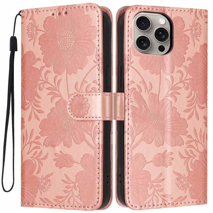 Sunflower Embossed Vegan Leather Phone Case with Small Black Rope, For iPhone 14, For iPhone 14 Pro, For iPhone 14 Pro Max, For iPhone 13 Pro Max, For iPhone 13 Pro, For iPhone 13, For iPhone 12 / 12 Pro, For iPhone 12 Pro Max