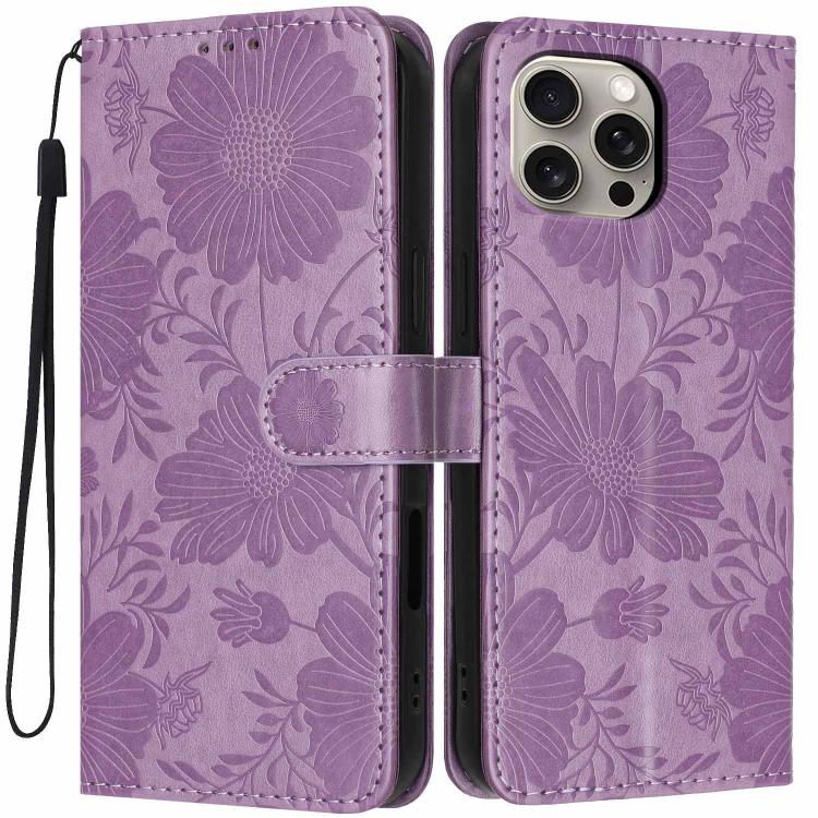 Sunflower Embossed Vegan Leather Phone Case with Small Black Rope, For iPhone 14, For iPhone 14 Pro, For iPhone 14 Pro Max, For iPhone 13 Pro Max, For iPhone 13 Pro, For iPhone 13, For iPhone 12 / 12 Pro, For iPhone 12 Pro Max