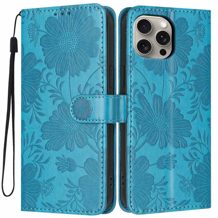 Sunflower Embossed Vegan Leather Phone Case with Small Black Rope, For iPhone 14, For iPhone 14 Pro, For iPhone 14 Pro Max, For iPhone 13 Pro Max, For iPhone 13 Pro, For iPhone 13, For iPhone 12 / 12 Pro, For iPhone 12 Pro Max