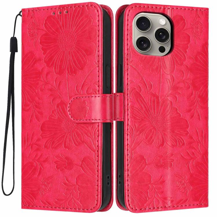 Sunflower Embossed Vegan Leather Phone Case with Small Black Rope, For iPhone 14, For iPhone 14 Pro, For iPhone 14 Pro Max, For iPhone 13 Pro Max, For iPhone 13 Pro, For iPhone 13, For iPhone 12 / 12 Pro, For iPhone 12 Pro Max