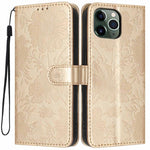 Sunflower Embossed Vegan Leather Phone Case with Small Black Rope, For iPhone 14 Pro Max, For iPhone 13 Pro Max, For iPhone 13 Pro, For iPhone 13, For iPhone 12 / 12 Pro, For iPhone 12 Pro Max, For iPhone 11 Pro Max, For iPhone 11