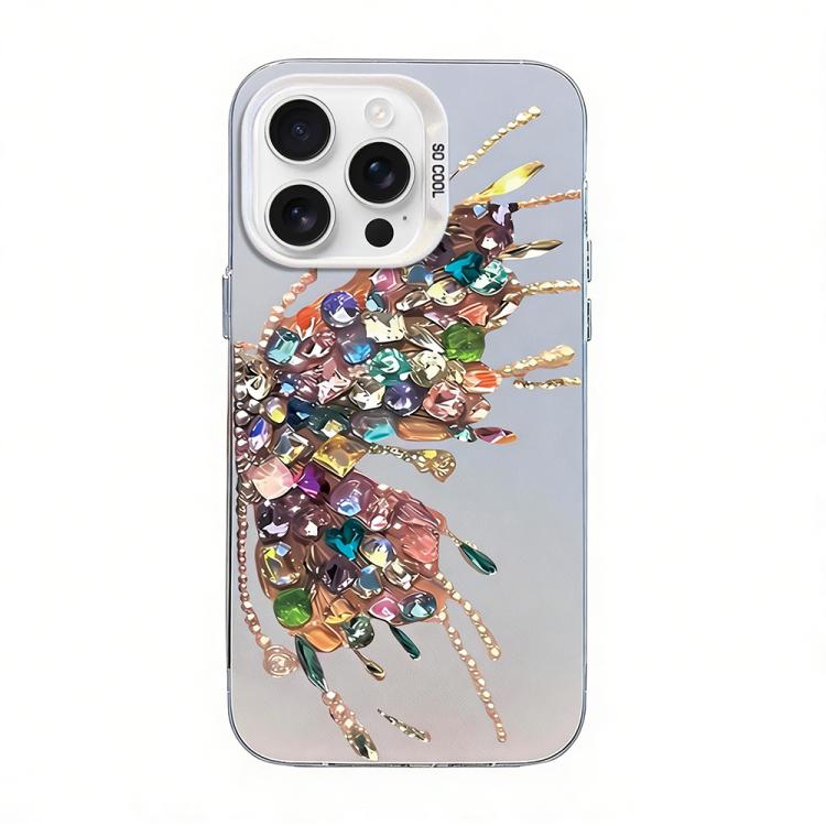 Butterfly Pattern Silver Plating PC Hybrid TPU Phone Case, For iPhone 16 Pro, For iPhone 16 Plus, For iPhone 16, For iPhone 15 Pro Max, For iPhone 15 Pro, For iPhone 15 Plus