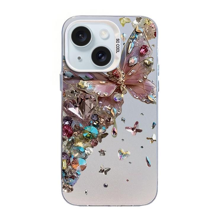 Butterfly Pattern Silver Plating PC Hybrid TPU Phone Case, For iPhone 15, For iPhone 14 Plus, For iPhone 14, For iPhone 14 Pro, For iPhone 14 Pro Max, For iPhone SE 2022 / SE 2020