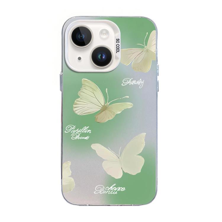 Butterfly Pattern Silver Plating PC Hybrid TPU Phone Case, For iPhone 15, For iPhone 14 Plus, For iPhone 14, For iPhone 14 Pro, For iPhone 14 Pro Max, For iPhone SE 2022 / SE 2020