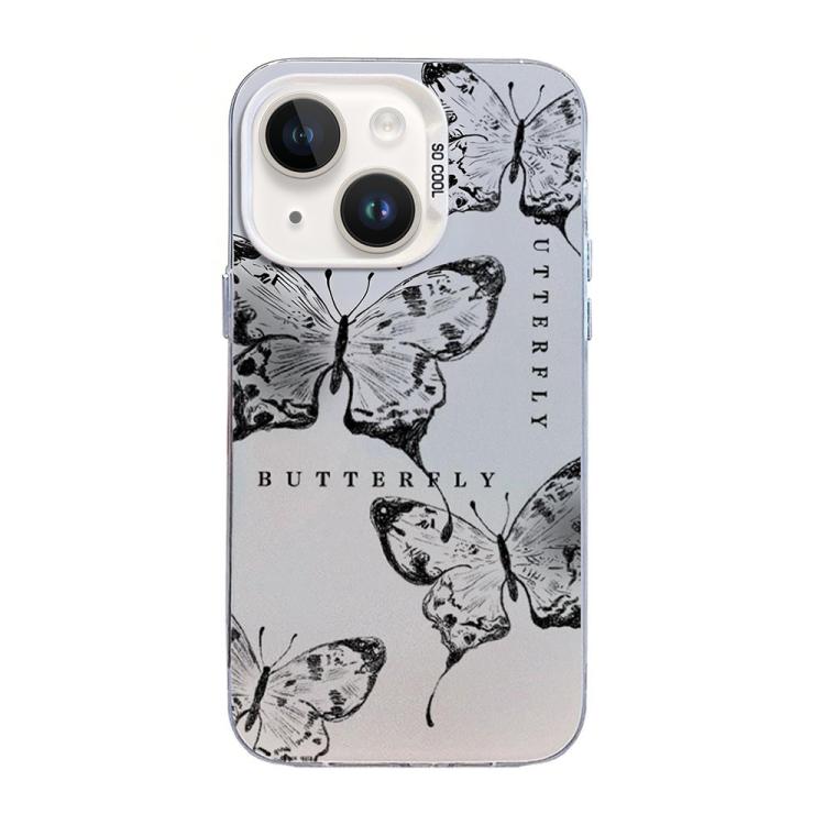 Butterfly Pattern Silver Plating PC Hybrid TPU Phone Case, For iPhone 15, For iPhone 14 Plus, For iPhone 14, For iPhone 14 Pro, For iPhone 14 Pro Max, For iPhone SE 2022 / SE 2020