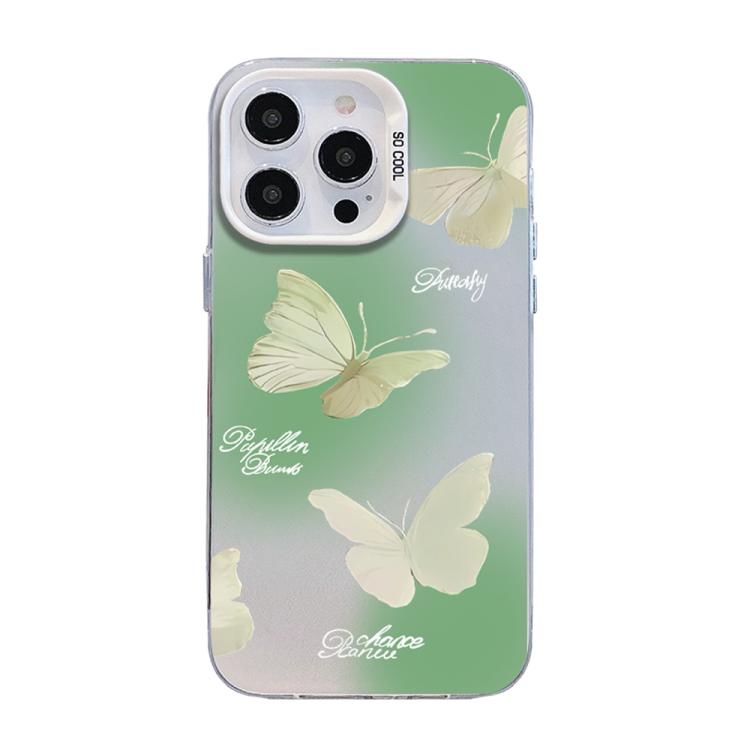 Butterfly Pattern Silver Plating PC Hybrid TPU Phone Case, For iPhone 15, For iPhone 14 Plus, For iPhone 14, For iPhone 14 Pro, For iPhone 14 Pro Max, For iPhone SE 2022 / SE 2020