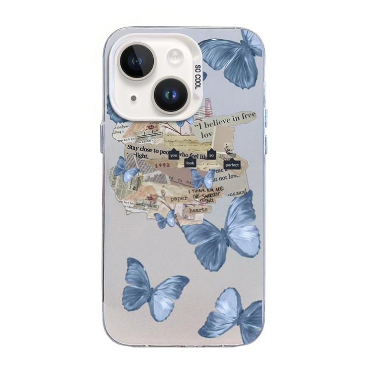 Butterfly Pattern Silver Plating PC Hybrid TPU Phone Case, For iPhone 13 Pro Max, For iPhone 13 Pro, For iPhone 13, For iPhone 13 mini, For iPhone 12 Pro Max, For iPhone 12 Pro