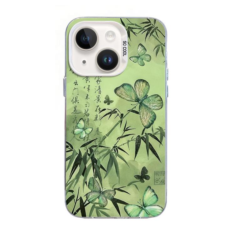 Butterfly Pattern Silver Plating PC Hybrid TPU Phone Case, For iPhone 13 Pro Max, For iPhone 13 Pro, For iPhone 13, For iPhone 13 mini, For iPhone 12 Pro Max, For iPhone 12 Pro