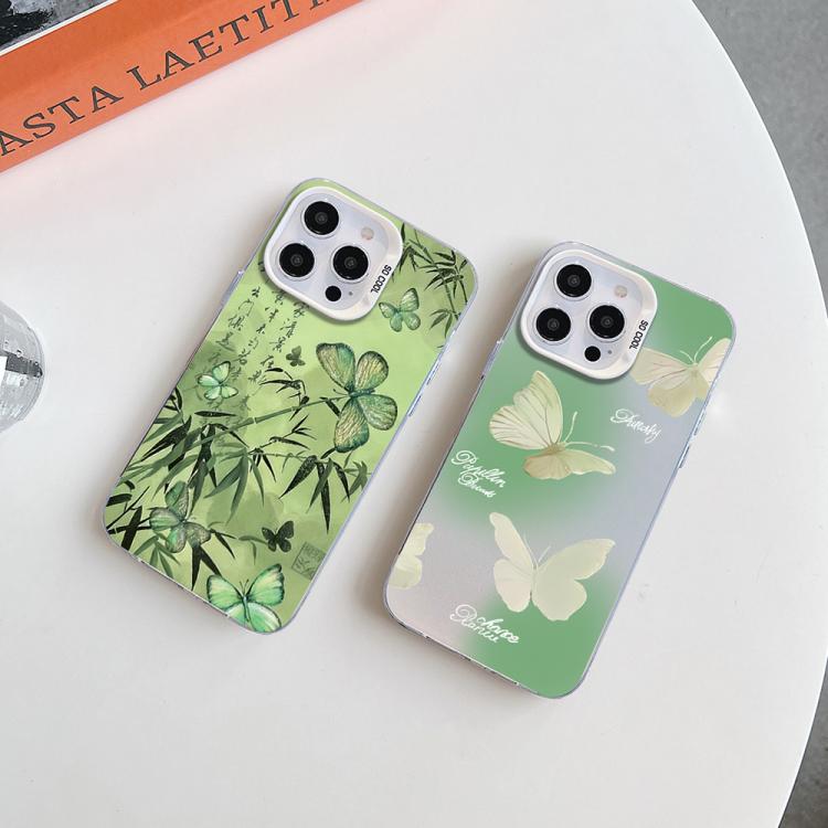 Butterfly Pattern Silver Plating PC Hybrid TPU Phone Case, For iPhone XS Max, For iPhone 8 Plus / 7 Plus