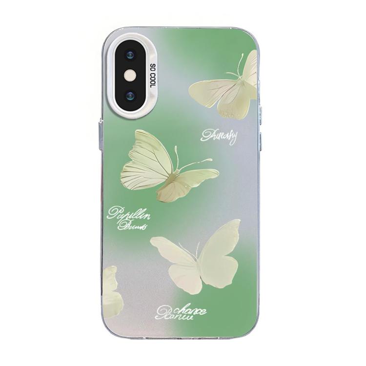 Butterfly Pattern Silver Plating PC Hybrid TPU Phone Case, For iPhone XS Max, For iPhone 8 Plus / 7 Plus
