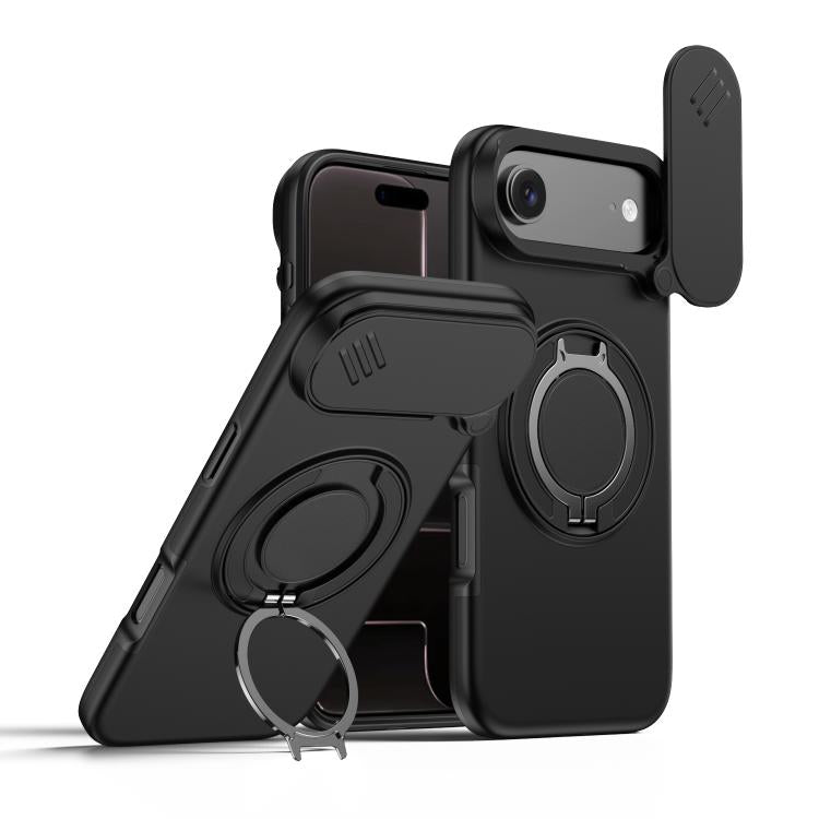 Camera Sliding Shield Magnetic Rotation Holder Phone Case, For iPhone 17 Pro Max, For iPhone 17 Pro, For iPhone 17, For iPhone Air, For iPhone 16 Pro Max, For iPhone 16 Pro