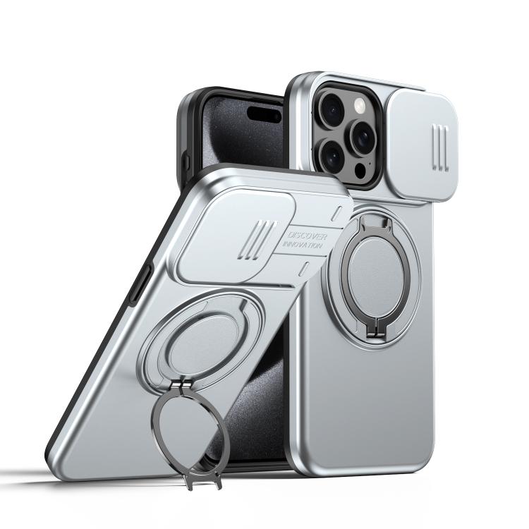 Camera Sliding Shield Magnetic Rotation Holder Phone Case, For iPhone 16 Plus, For iPhone 16, For iPhone 15 Pro Max, For iPhone 15 Pro, For iPhone 15 Plus / 14 Plus, For iPhone 15
