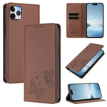 Strong Magnetic Dual Butterfly RFID Vegan Leather Phone Case, For iPhone 12 Pro Max, For iPhone 11 Pro Max, For iPhone 11, For iPhone 11 Pro