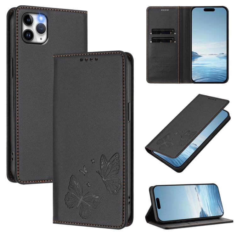 Strong Magnetic Dual Butterfly RFID Vegan Leather Phone Case, For iPhone 12 Pro Max, For iPhone 11 Pro Max, For iPhone 11, For iPhone 11 Pro