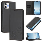 Strong Magnetic Dual Butterfly RFID Vegan Leather Phone Case, For iPhone 14 Pro Max, For iPhone 13 Pro Max, For iPhone 13 Pro, For iPhone 12 / 12 Pro